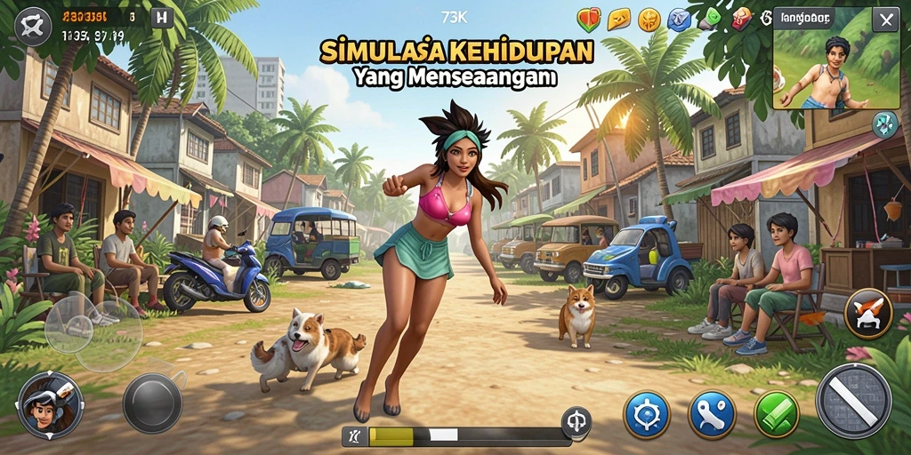 Tampilan gameplay <strong>73K</strong> yang menarik dan kaya akan interaksi.