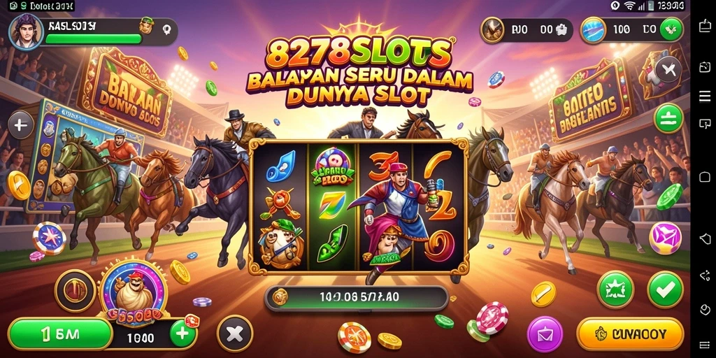 Screenshot utama 8278SLOTS menampilkan balapan seru dengan efek slot yang mengesankan.