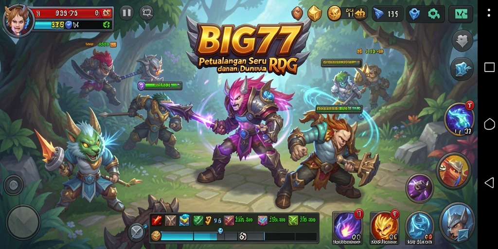 Tangkapan layar gameplay RPG yang seru dari BIG77.