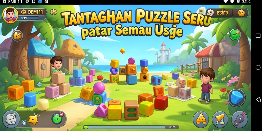 Tampilan gameplay DEMI11 yang menarik dan penuh warna.