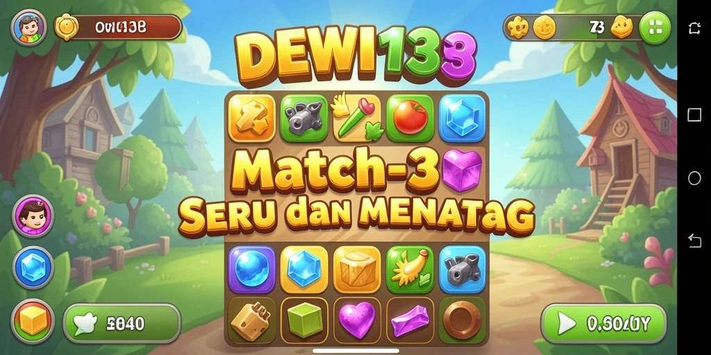 Tampilan gameplay DEWI138 yang menarik dalam tantangan Match-3.
