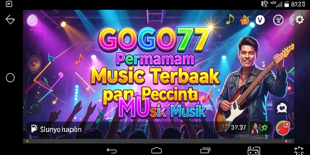Screenshot utama GOGO77 menunjukkan pemain menikmati gameplay musik.