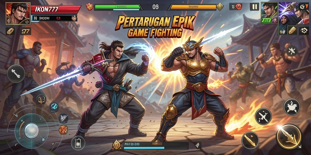 Screenshot gameplay <strong>IKON777</strong> menampilkan aksi pertarungan yang intens dan mendebarkan.