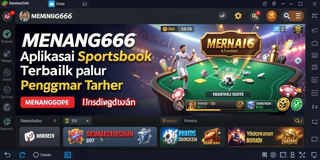 Screenshot menunjukkan tampilan layar aplikasi MENANG666 dengan fitur taruhan olahraga.