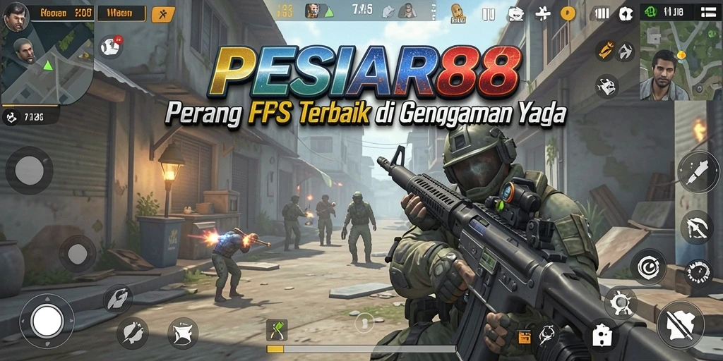 Screenshot gameplay PESIAR88 menampilkan aksi pertempuran yang dinamis.