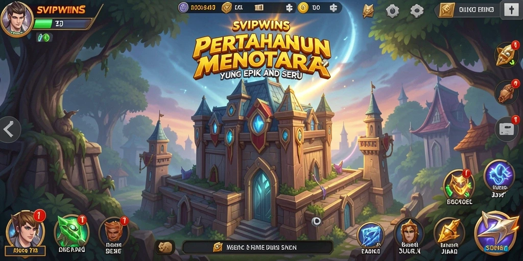 Screenshot gameplay SVIPWINS menampilkan strategi pertahanan menara yang mendebarkan.