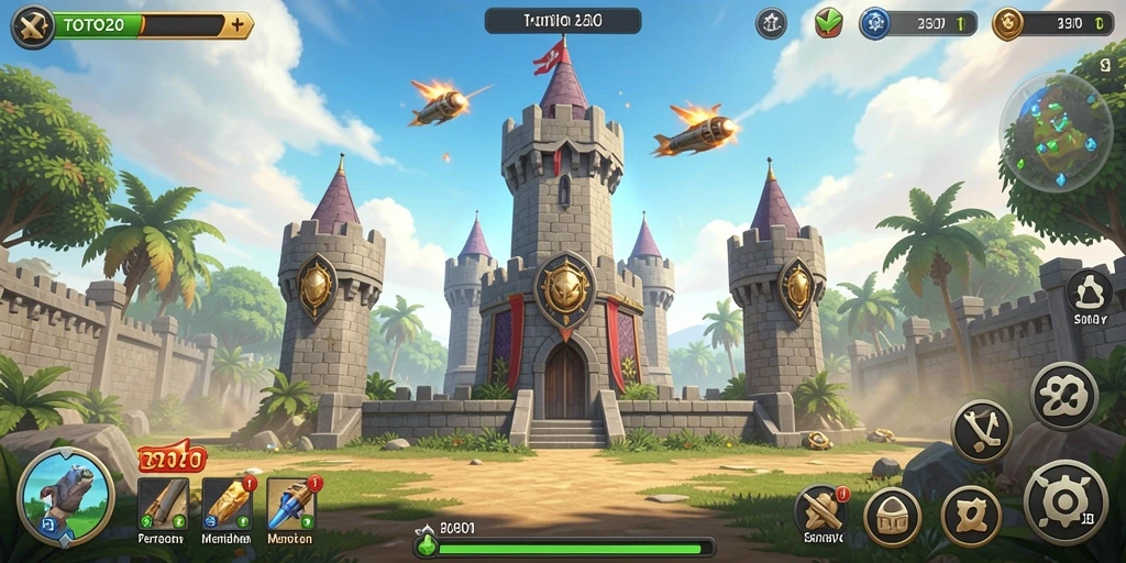 Screenshot TOTO20 menampilkan gameplay Tower Defense yang seru dan menantang.